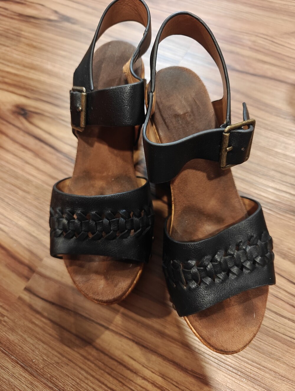 🔥 2/$10 3/$12 Cynthia Rowley Black Braided Leather Slingback Sandals